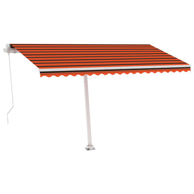 vidaXL Copertină retractabilă manual,LED, portocaliu/ maro, 450x350 cm