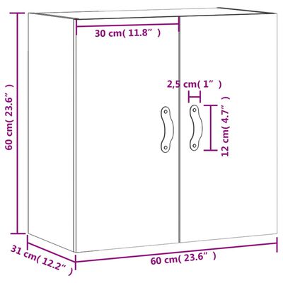 vidaXL Dulap de perete, gri sonoma, 60x31x60 cm, lemn compozit