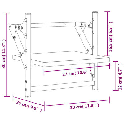 vidaXL Rafturi de perete cu bare, 2 buc., stejar maro, 30x25x30 cm