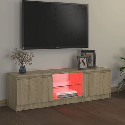 vidaXL Comodă TV cu lumini LED, stejar sonoma, 120x30x35,5 cm