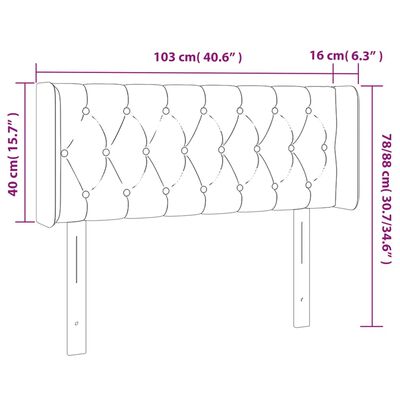 vidaXL Tăblie de pat cu LED, maro închis, 103x16x78/88 cm, textil