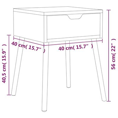 vidaXL Noptiere, 2 buc., alb extralucios, 40x40x56 cm, lemn prelucrat