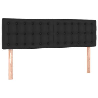 vidaXL Pat box spring cu saltea, negru, 140x200 cm, piele ecologică