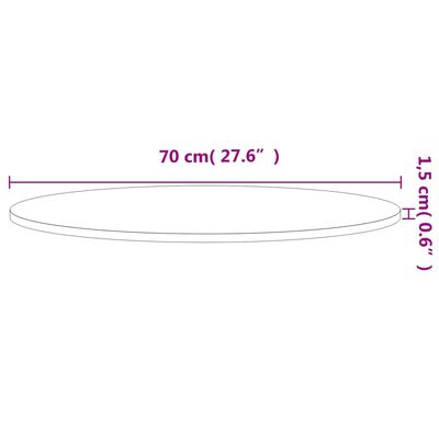 vidaXL Blat de masă rotund, Ø70x1,5 cm, lemn masiv de fag