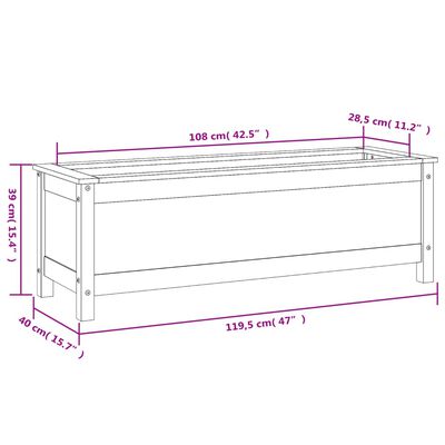 vidaXL Strat înălțat de grădină, gri, 119,5x40x39 cm, lemn masiv pin