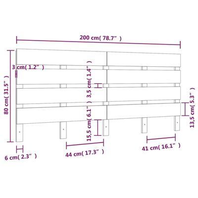 vidaXL Tăblie de pat, negru, 200x3x80 cm, lemn masiv de pin