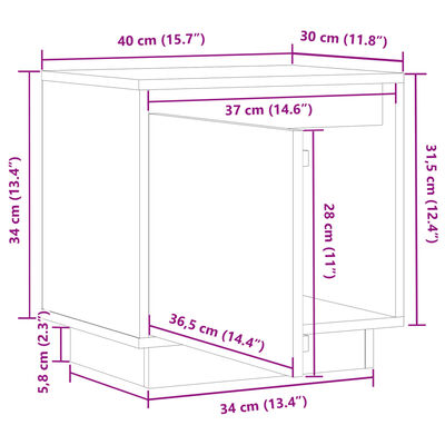 vidaXL Noptiere, 2 buc., negru, 40x30x40 cm, lemn masiv de pin