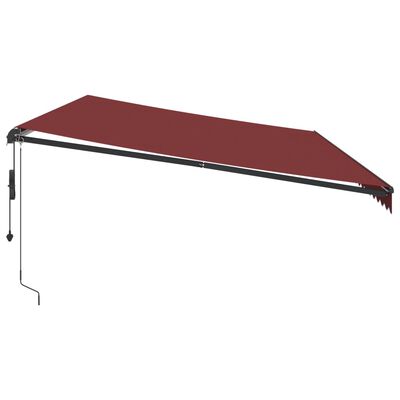 vidaXL Copertina retractabilă automat cu LED-uri, vișiniu, 600x350 cm