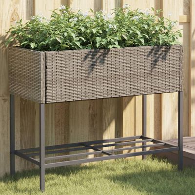 vidaXL Jardiniere de grădină cu raft 2 buc. gri 90x40x75cm poliratan