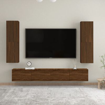 vidaXL Comodă TV cu montaj pe perete, stejar maro, 30,5x30x110 cm