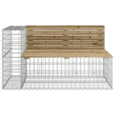 vidaXL Bancă grădină design gabion, 347x71x65,5 cm, lemn pin impregnat