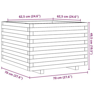 vidaXL Jardinieră de grădină, 70x70x49,5 cm, lemn masiv de pin