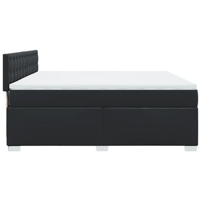 vidaXL Pat box spring cu saltea, negru, 180x200 cm, piele ecologică