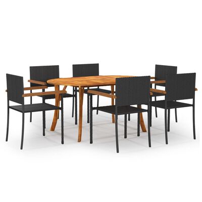 vidaXL Set mobilier de grădină, 7 piese, negru