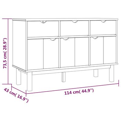 vidaXL Servantă OTTA, 114x43x73,5 cm, lemn masiv de pin