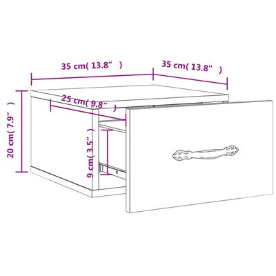 vidaXL Noptiere montate pe perete 2 buc. gri beton 35x35x20 cm