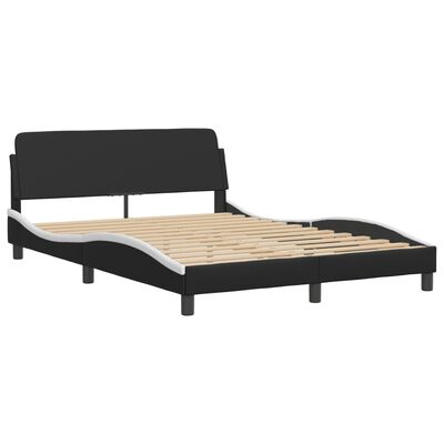 vidaXL Cadru de pat cu tăblie, negru/alb, 120x200 cm, piele ecologică