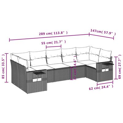 vidaXL Set canapele de grădină cu perne, 7 piese, negru, poliratan