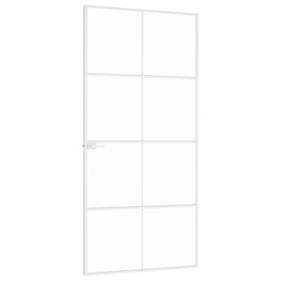 vidaXL Ușă de interior alb 93x201,5 cm sticlă securiz. / aluminiu slim