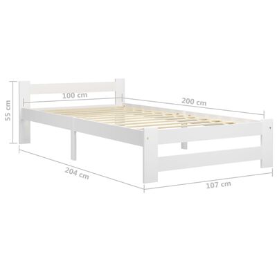 vidaXL Cadru de pat, alb, 100 x 200 cm, lemn masiv de pin