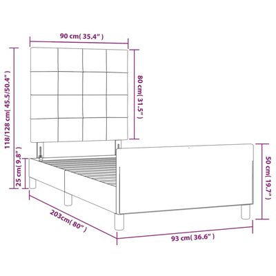 vidaXL Cadru de pat cu tăblie, roz, 90x200 cm, catifea