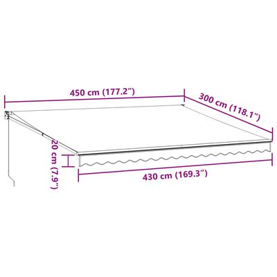 vidaXL Copertină retractabilă manual, maro, 450x300 cm