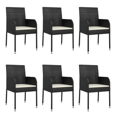 vidaXL Set mobilier de grădină cu perne, 7 piese, negru, poliratan