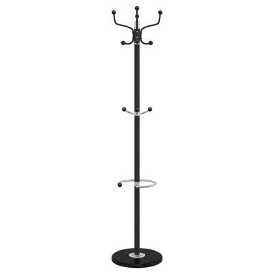 vidaXL Cuier cu suport umbrelă, negru 180 cm fier vopsit electrostatic