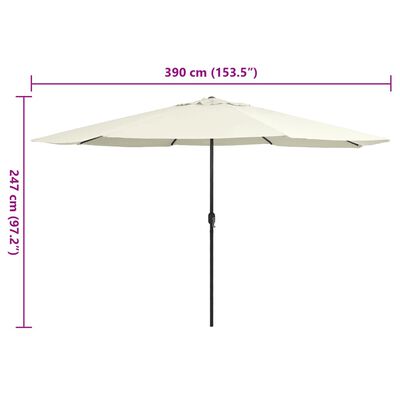 vidaXL Umbrelă de soare de exterior, stâlp metalic, alb nisipiu 400 cm