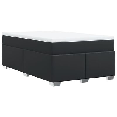 vidaXL Pat box spring cu saltea, negru, 120x190 cm, piele ecologică