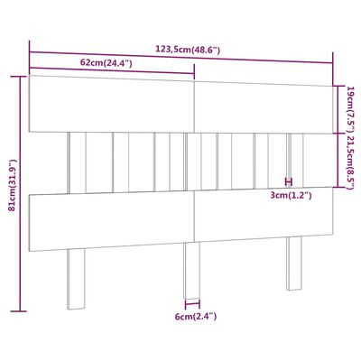 vidaXL Tăblie de pat, 123,5x3x81 cm, lemn masiv de pin