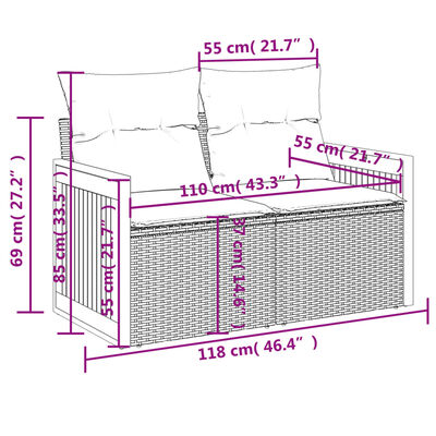 vidaXL Set mobilier de grădină cu perne, 8 piese, negru, poliratan