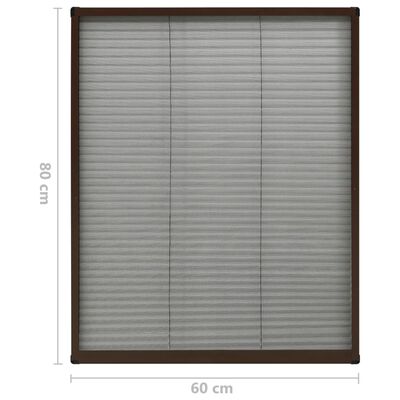 vidaXL Plasă insecte plisse pentru ferestre, maro, 60x80 cm, aluminiu