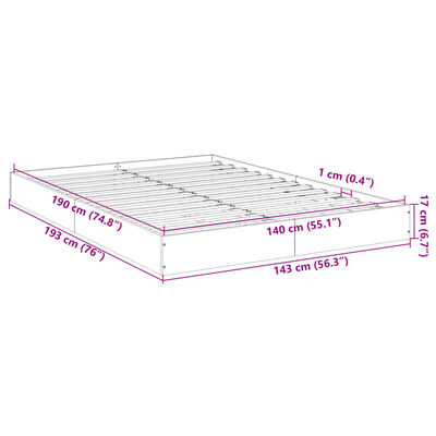 vidaXL Cadru de pat, gri sonoma, 140x190 cm, lemn prelucrat