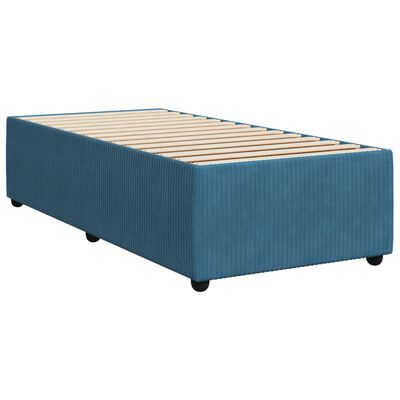 vidaXL Pat box spring cu saltea, albastru, 90x190 cm, catifea