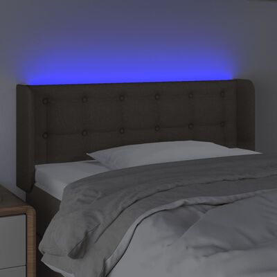 vidaXL Tăblie de pat cu LED, gri taupe, 83x16x78/88 cm, textil