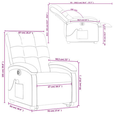 vidaXL Fotoliu electric de masaj rabatabil cu ridicare, crem, textil