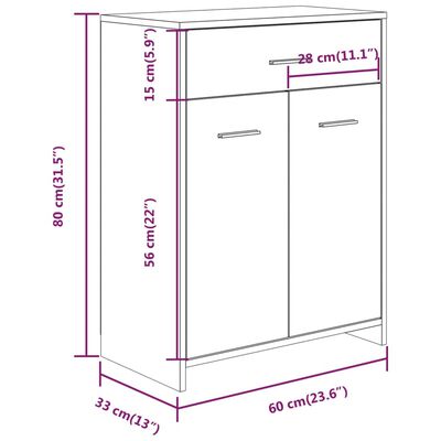 vidaXL Dulap de baie, stejar fumuriu, 60x33x80 cm, lemn prelucrat