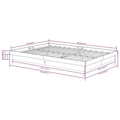 vidaXL Cadru de pat, negru, 140x190 cm, lemn masiv