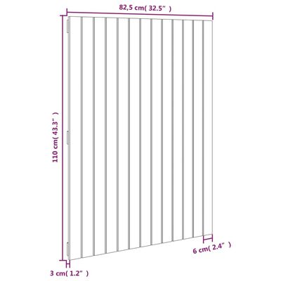 vidaXL Tăblie de pat pentru perete, maro miere, 82,5x3x110 cm lemn pin