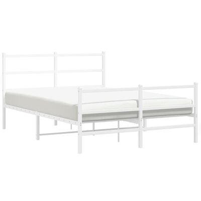 vidaXL Cadru pat metalic cu tăblie de cap/picioare , alb, 140x190 cm