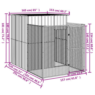 vidaXL Cușcă de câine & țarc gri deschis 165x251x181cm oțel galvanizat