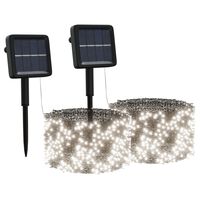 vidaXL Lumini solare feerice 2 buc.x200 LED alb rece interior/exterior