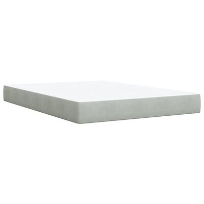 vidaXL Pat box spring cu saltea, gri deschis, 140x200 cm, catifea