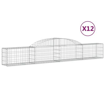 vidaXL Coșuri gabion arcuite, 12 buc., 300x30x40/60cm, fier galvanizat