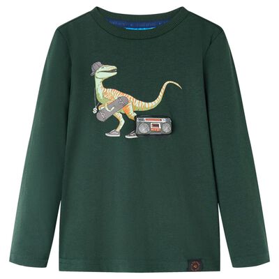 Tricou pentru copii cu mâneci lungi verde închis 116