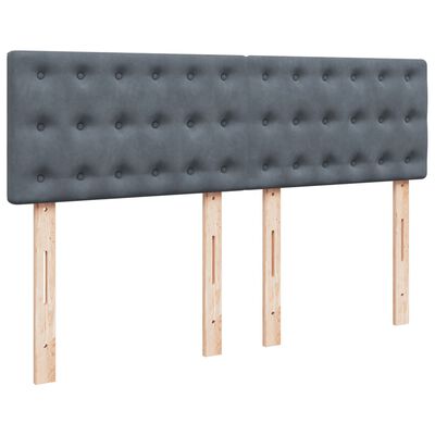 vidaXL Pat box spring cu saltea, gri închis, 160x200 cm, catifea