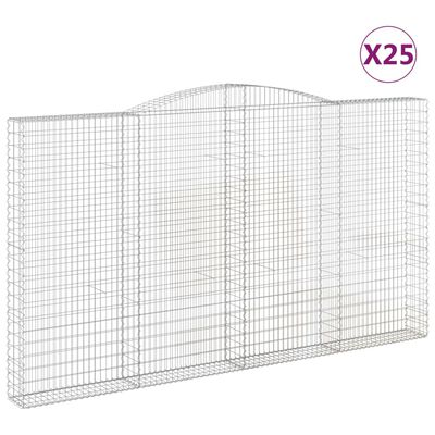 vidaXL Coșuri gabion arcuite 25 buc, 400x30x220/240cm, fier galvanizat