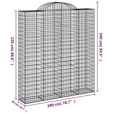 vidaXL Coșuri gabion arcuite, 11 buc 200x50x220/240cm, fier galvanizat