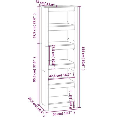 vidaXL Bibliotecă, maro miere, 50x35x154 cm, lemn masiv de pin